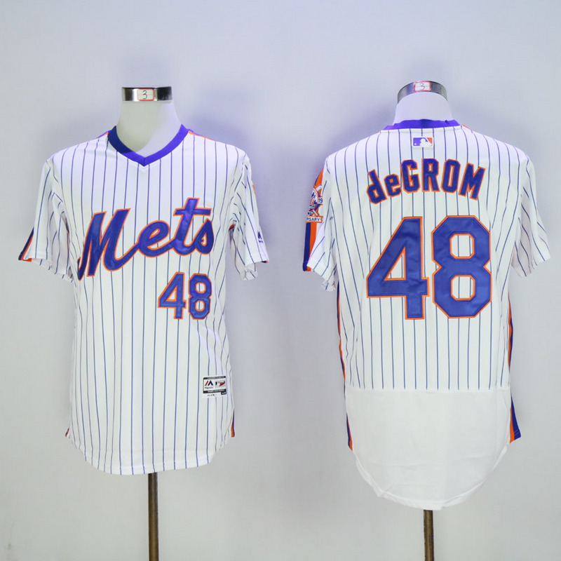 Men New York Mets #48 Degrom White Throwback Elite MLB Jerseys->new york mets->MLB Jersey